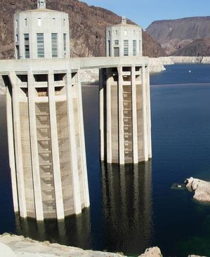 Hoover Dam at elevation 1,100 feet