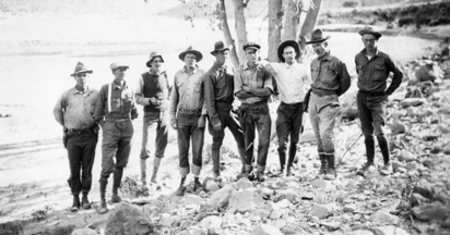 USGS survey in lower Cataract Canyon in 1921 (Palmer Canyon), which is now buried in Lake Powell sediment.